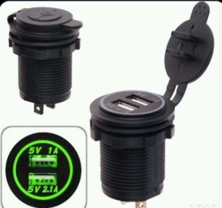 Автомобільний зарядний пристрій 2 USB врізний 12 В. 24 В