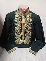 Дизайнерська чоловіча смарагдова вишиванка "Багатство" з вишивкою Україна УкраїнаТД 44-64 розмір