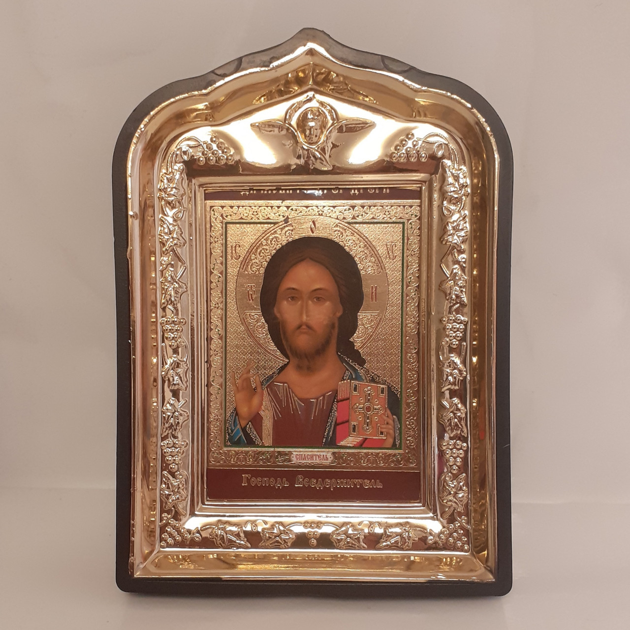 Ікона Господа Вседержителя, лик 6х9, у пластиковій чорній рамці