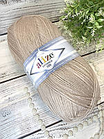 Пряжа для в’язання Lanagold 800. 100 г. 730 м. Колір — кава з молоком