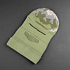 Чоловіча тактична шапка-балаклава хакі камуфляж із сіткою військова армійська, фото 6