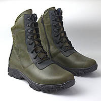 Зимние берцы тактические хаки военная обувь кожа натуральный мех Rosso Avangard Himerua