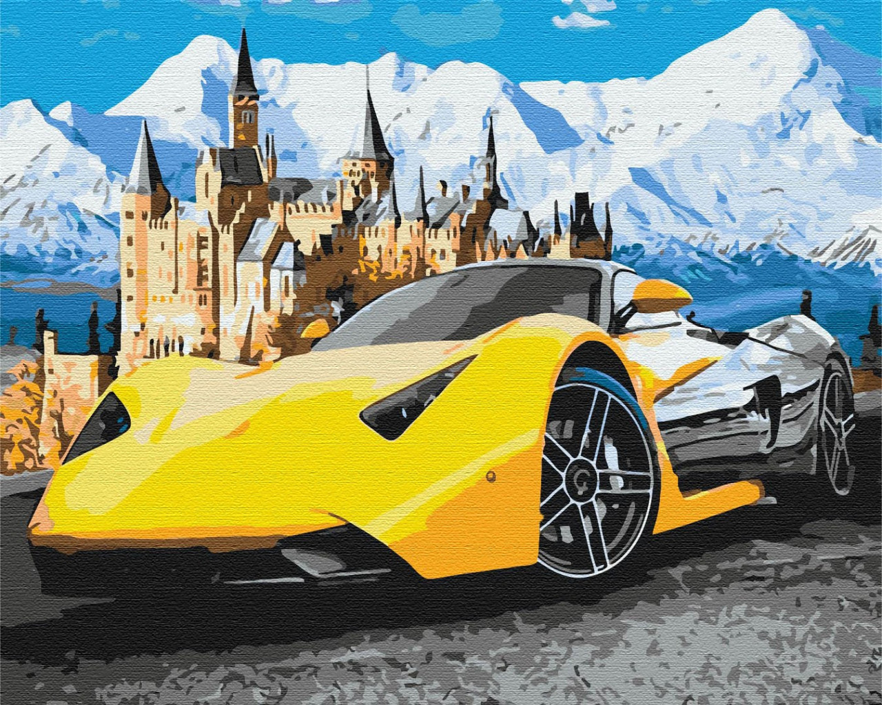 Картина за номерами машина Lamborghini біля замку Картини в цифрах розмальовка 40х50см BrushMe BS28723