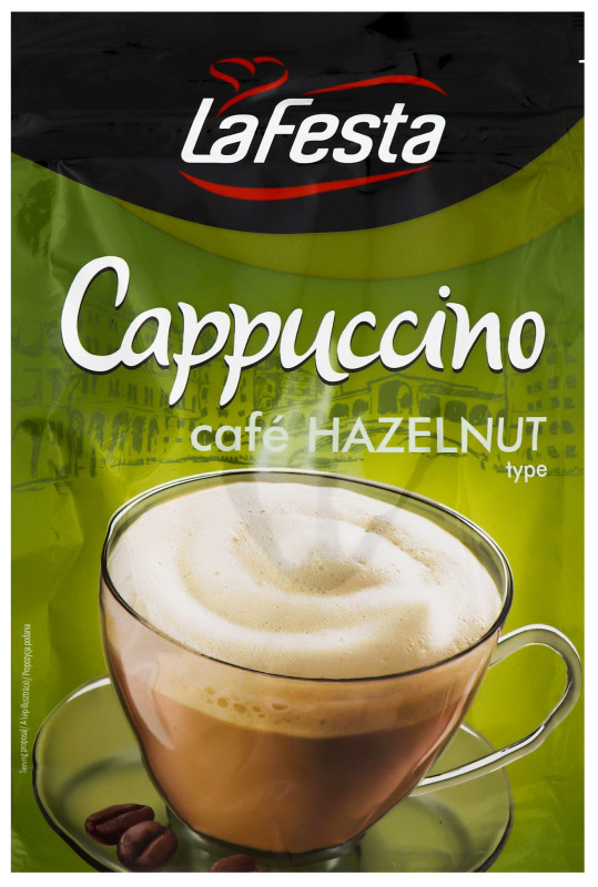 Капучино розчинний зі смаком горіха в стіках La Festa Cafe Haselnut, 125 г (10 шт. х12,5 г), напій кавовий