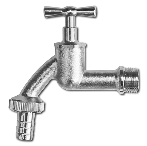 Кран РЗ 1/2", штуцер під шланг 1/2", латунний 
нікельований, GKK021213, фото 1