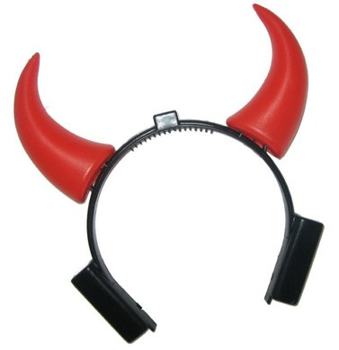 Ріжки чортика на обручі великі світяться / Обідок ріжки / Обруч Ріжки чорта / Роги LED для карнавалу, фото 1