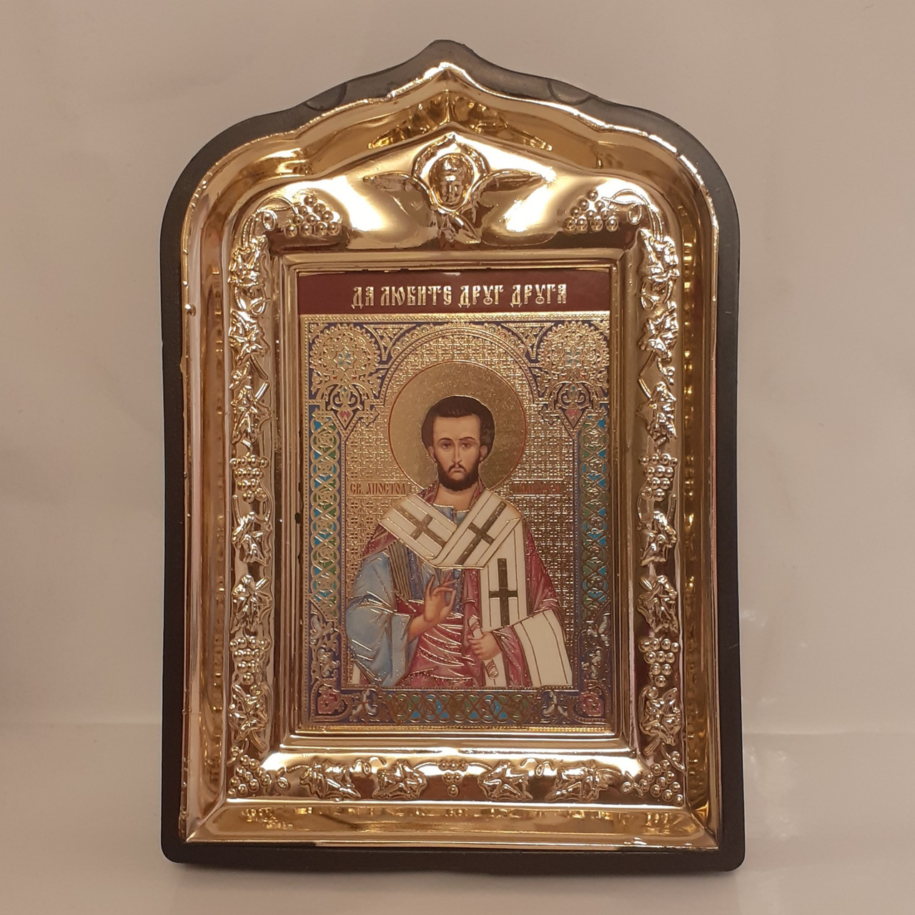 Ікона Тимофій святий апостол, лик 6х9, у пластиковій чорній рамці