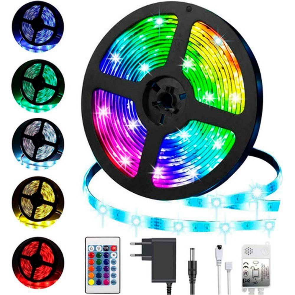 Світлодіодна стрічка багатобарвна 5 метрів з пультом Led 3528 RGB