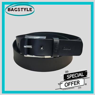 Шкіряний чоловічий ремінь під джинси з оригінальною пряжкою якісний 4,5 см чорний