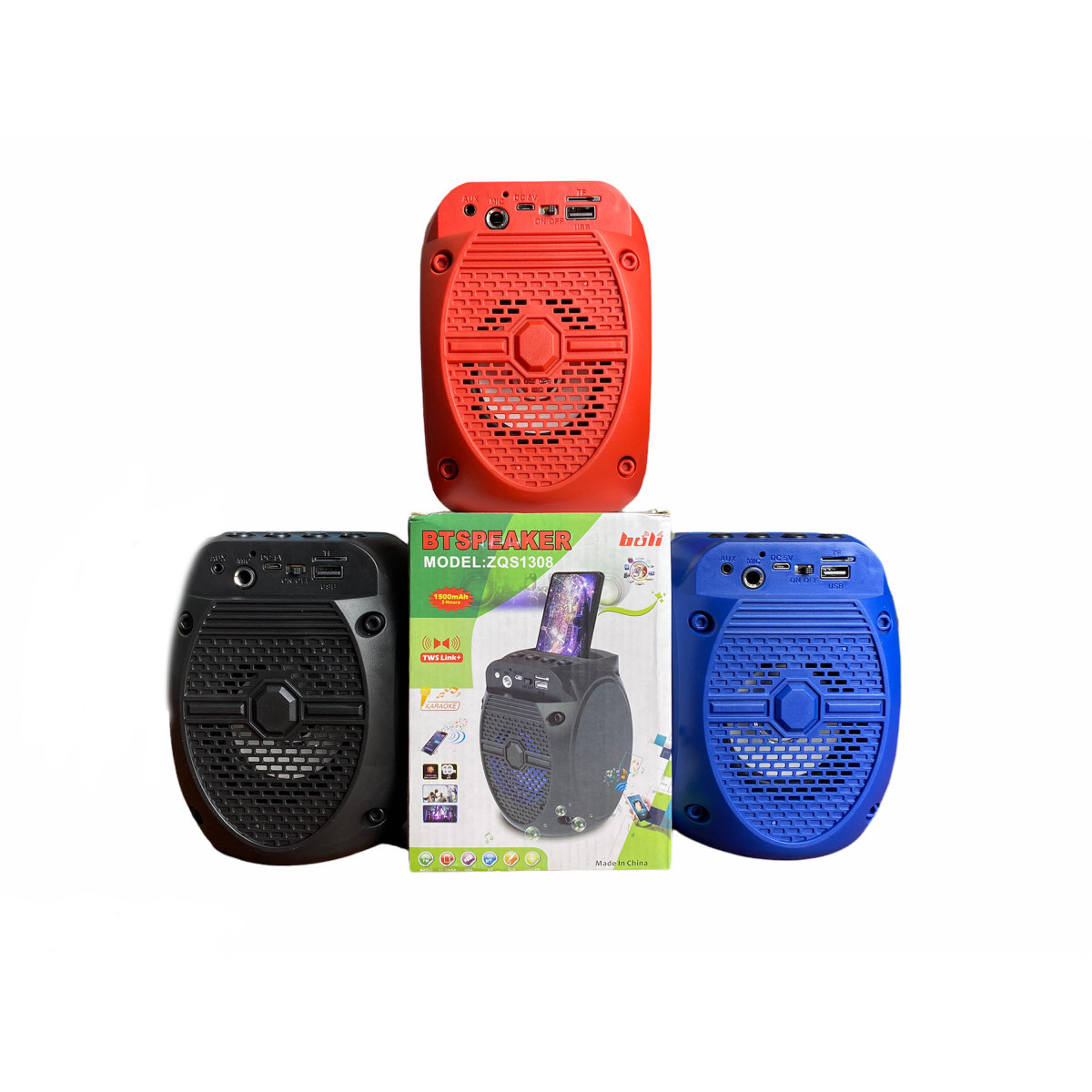 Портативна колонка Bluetooth Світломузика ZQS-1308 15.5*10.5 см, Синій