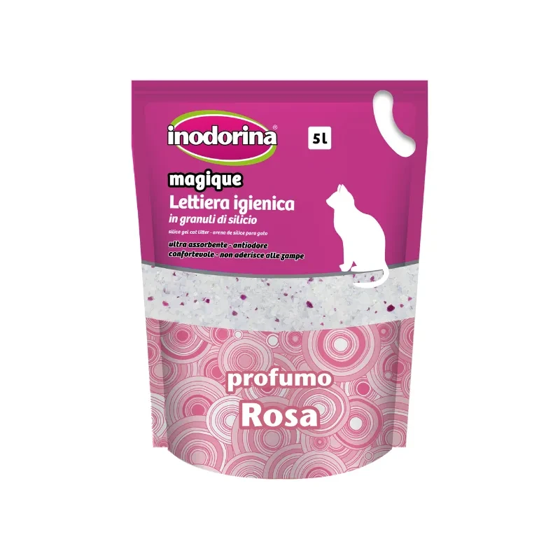 Inodorina Sanitary Litter Rosa силікагелевий наповнювач з ароматом троянди, 5л