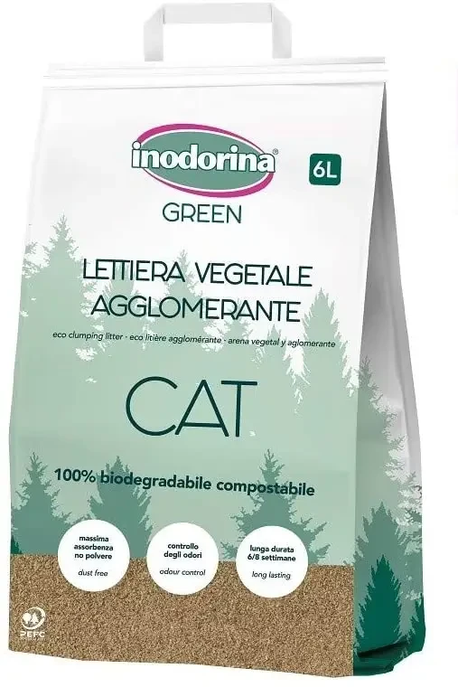 Inodorina Lettiera Vegetale біорозкладний наповнювач для котячих туалетів з овочевої фібри, 6л