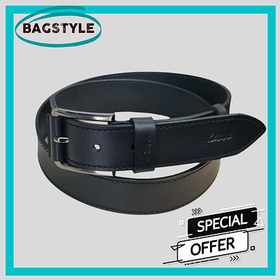 Шкіряний ремінь чоловічий класичний з металевою пряжкою армійський 4 см чорного кольору