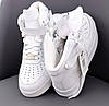 Nike Air Force 1 High White Чоловічі та жіночі кросівки Найк Аїр Форс 1 білі високі Кеди шкіра Демі Унісекс, фото 5