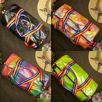 Сумка спортивна дорожня містка 42*22 см з райдужними ручками в різних кольорах Luna