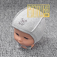 0-1 р 36 (1) тёплый с начёсом чепчик для новорожденных шапочка для грудничка с завязками 4017 СР