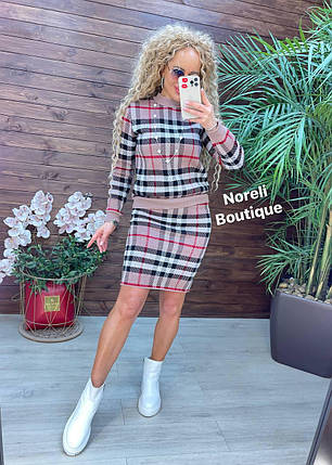 Твідовий костюм Burberry жіночий стильний кофта та спідниця міні в клітинку різні кольори Knor1558, фото 3