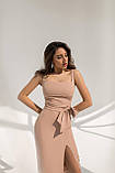 Жіноча сукня-футляр із високим розрізом на спідниці Люкс беж (різні кольори) ХС С М Л, фото 3