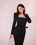 Сукня-футляр міді ідеальне по фігурі Люкс чорне (різні кольори) XS S M L, фото 2