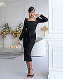Сукня-футляр міді ідеальне по фігурі Люкс чорне (різні кольори) XS S M L, фото 6