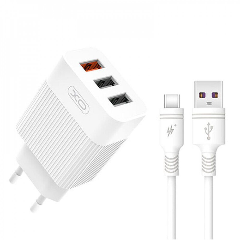 Мережевий зарядний пристрій для XO L72 Type-C 3USB QC 3.0 + 2.1 A 18 W Швидке заряджання
