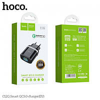 Сетевое зарядное устройство Hoco C12Q 1USB Smart QC3.0 18W Быстрая зарядка,Чорний