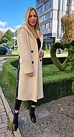 Шикарное длинное женское пальто из натуральной шерсти с поясом