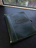 Шкіряна папка для сімейних документів  FAMILY FOLDER зелена, фото 2