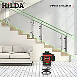 Лазерний нівелір рівень HILDA 4D з пультом та OLED екраном + штатив 3м, фото 9