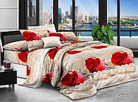 Красивый комплект постельного белья из поликоттона Бежевый Розы BR-7036