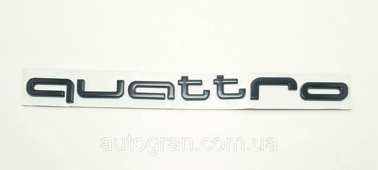 Емблема на кузов Audi Quattro чорна, фото 1