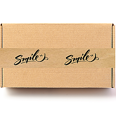 Скотч етикетка крафт "Smile​​​​​​​", 50х294 мм (100 шт/рулон) з принтом, самоклеюча Viskom