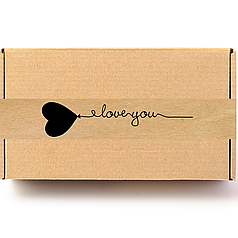 Скотч етикетка крафт "I love you​​​​​​​​", 50х294 мм (100 шт/рулон) з принтом, самоклеюча Viskom
