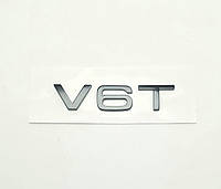 Эмблема крышки багажника и на крылья Audi V6T чёрная глянец