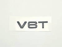 Эмблема крышки багажника и на крылья Audi V6T чёрная матовая