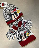 Детский набор Микки Маус шапка, шарф, перчатки