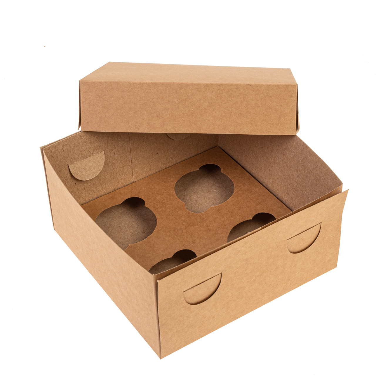 Коробка 200х200х105 (на 4 капкейка) без вікна, крафт, фото 1