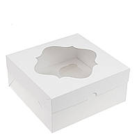 Коробка 200х200х90 (на 4 капкейка) з вікном, біла