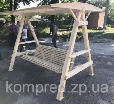 Гойдалка дерев'яна з дахом без фарбування Чунга-Чанга, фото 1