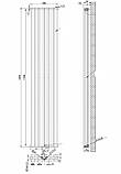 Вертикальний дизайнерський радіатор опалення ARTTIDESIGN Terni II 6/1800/354/50 білий матовий, фото 4