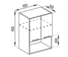 Кухня Адель верхня секція В 60 2Д під мікрохвильовку висота 920 мм (Світ Меблів ТМ)