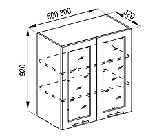 Кухня Адель верхня секція В 60 Ск фасад скло висота 920 мм (Світ Меблів ТМ)