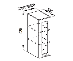 Кухня Адель верхня секція В 30 Ск фасад скло висота 920 мм (Світ Меблів ТМ)