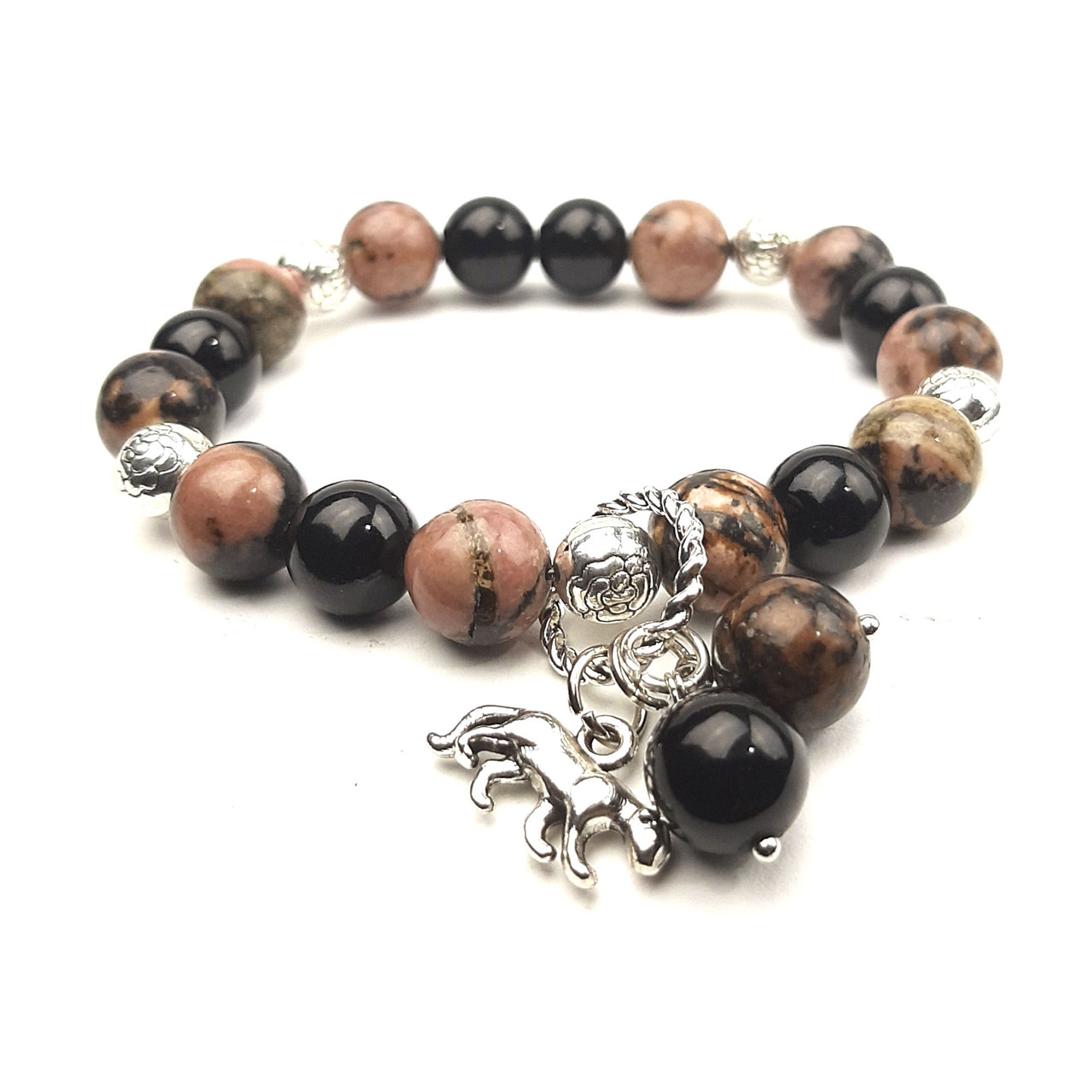 БАГІРА, родоніт, агат. Браслет із натурального каменю, фото 1