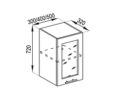 Кухня Адель верхня секція В 30 к фасад скло висота 720 мм (Світ Меблів ТМ)