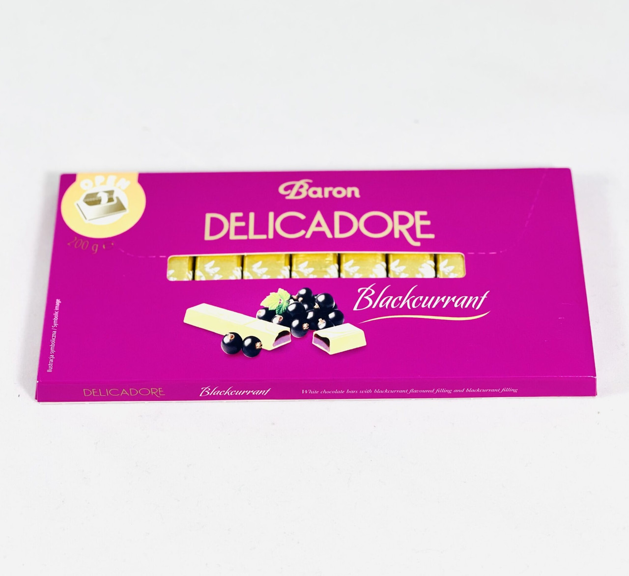Шоколад Білий Baron Delicadore Blackcurrant Барон Делікадор Чорна Смородина 200 г Польща, фото 1