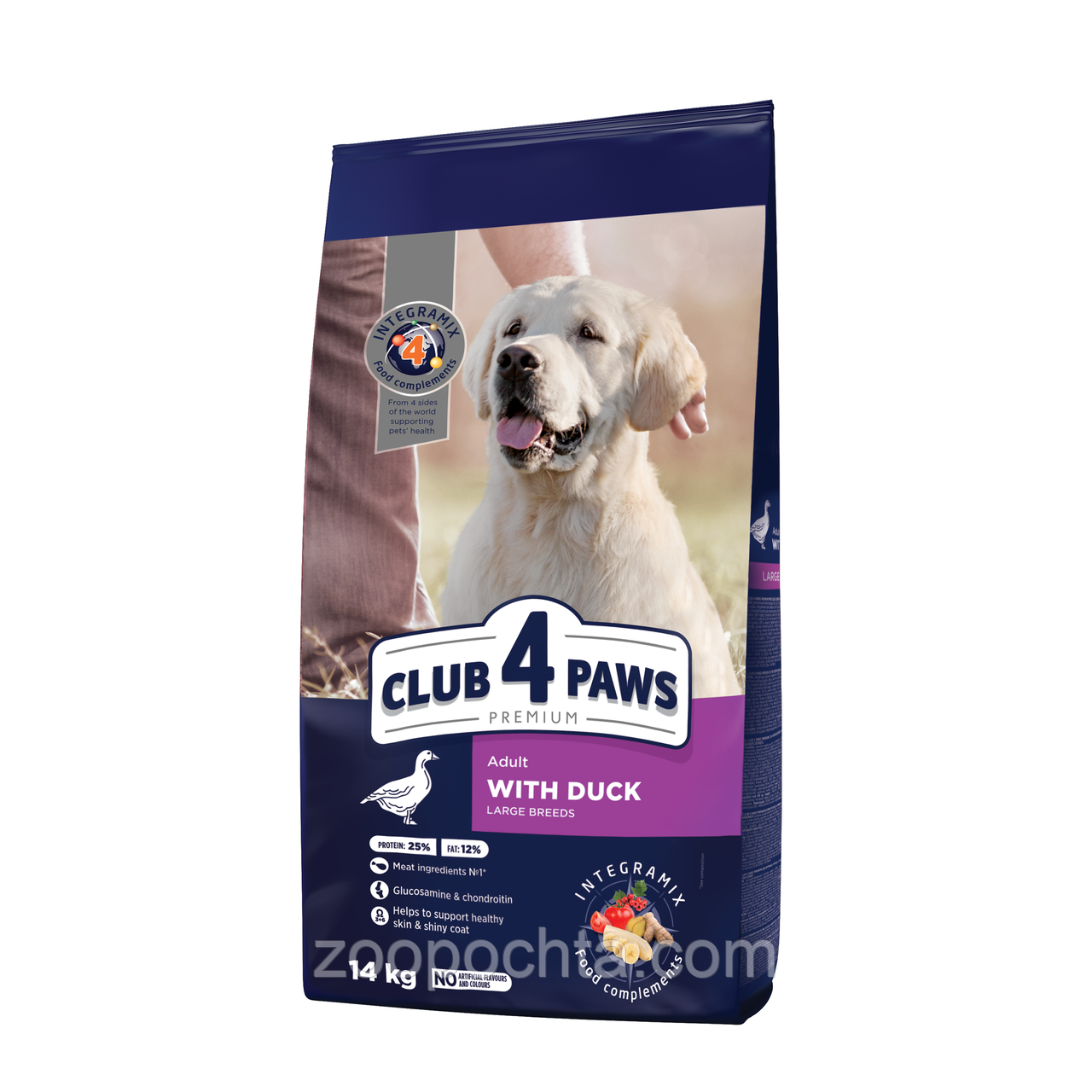 Сухий корм Club 4 Paws Premium Adult Клуб 4 лапи для собак великих порід c качкою, 14 кг.