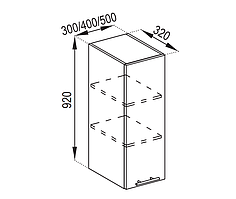 Кухня Адель верхня секція В 30 фасад МДФ висота 920 мм (Світ Меблів ТМ)