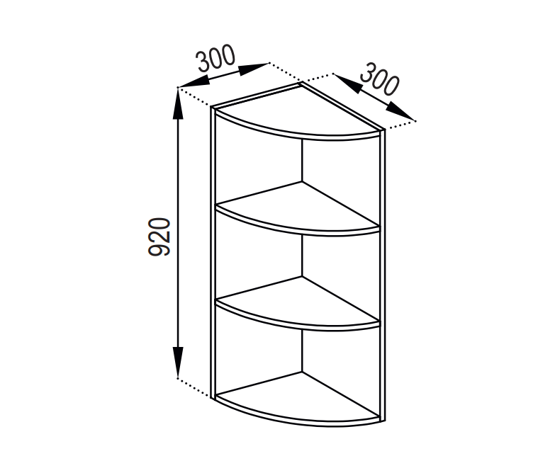 Кухня Адель верхня секція В 30КЗ висота 920 мм (Світ Меблів ТМ)