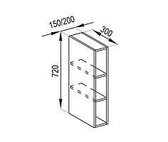 Кухня Адель верхня секція В 15 полиці ширина 150 мм, висота 720 мм (Світ Меблів ТМ)